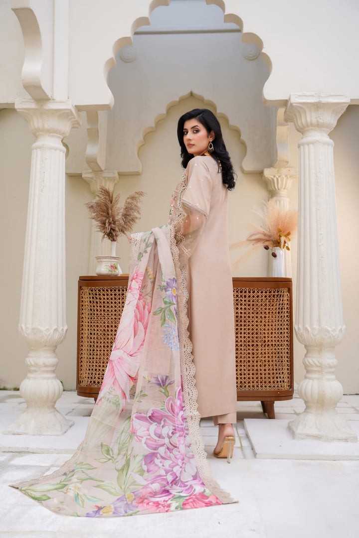 1146B - Embroidered Linen 3 Piece suit