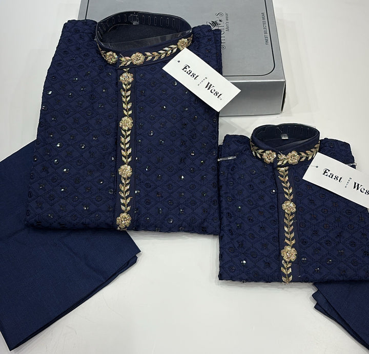 CK723 - Blue Chikankari Set for Boys and Men
