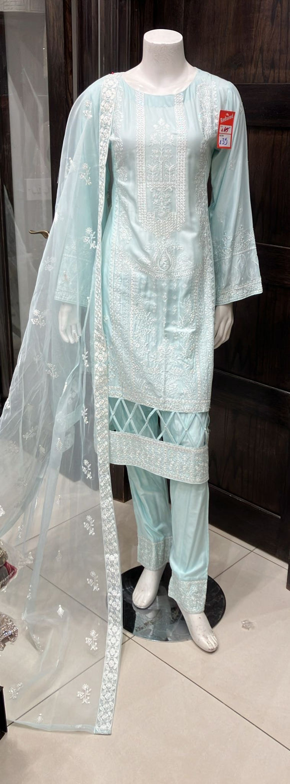 EMBROIDERED LINEN 3 PIECE SUIT 83A