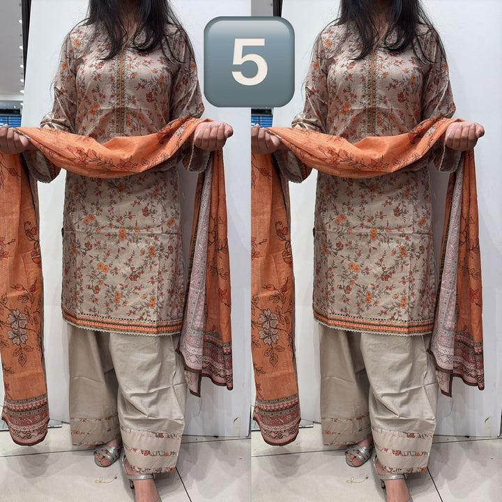 FKS05 - Bin Saeed Farshi Shalwar Lawn Print 3 Piece Suit