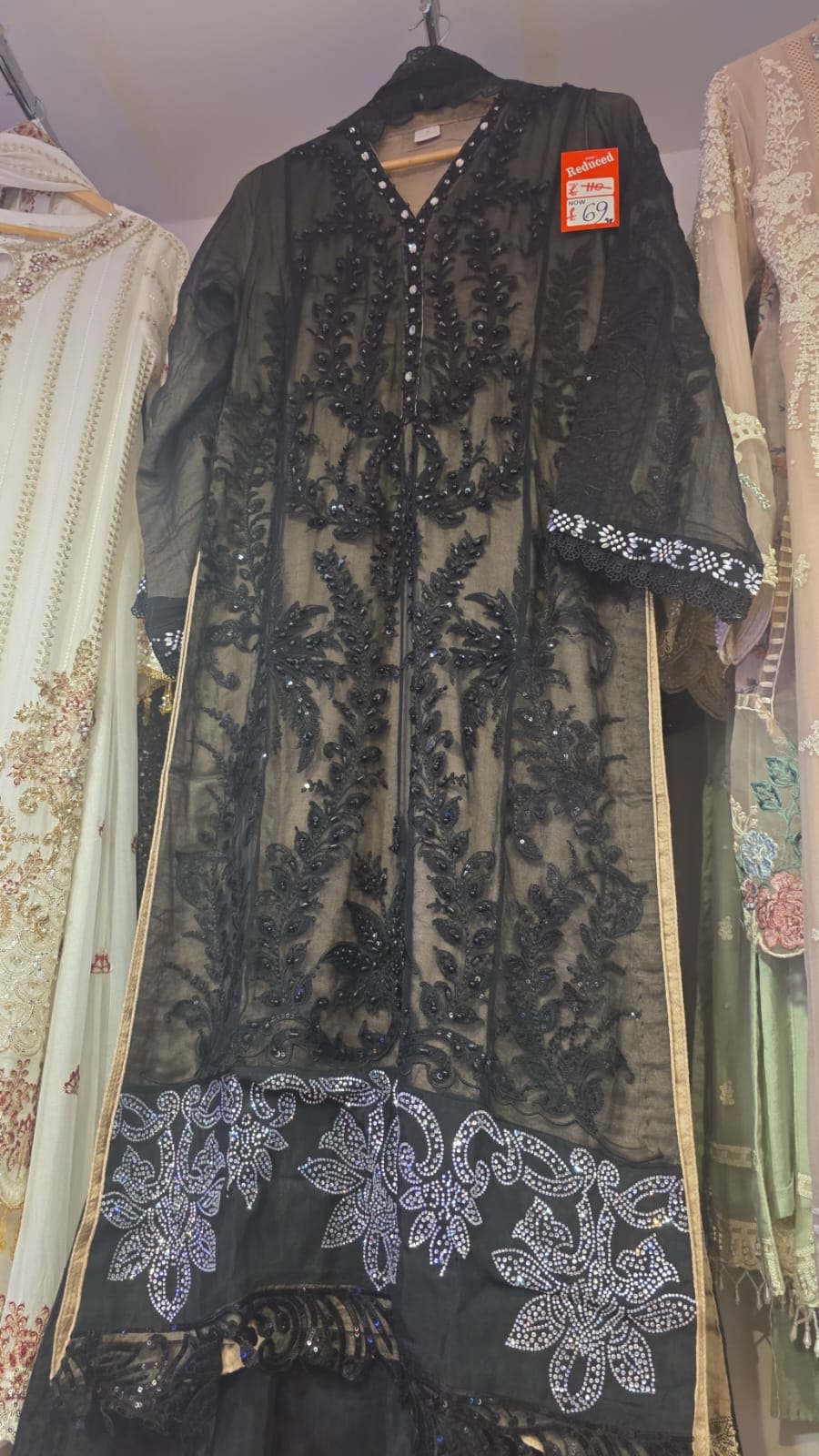 369B- Black Maria B Inspired Embroidered Chiffon 3-Piece Suit