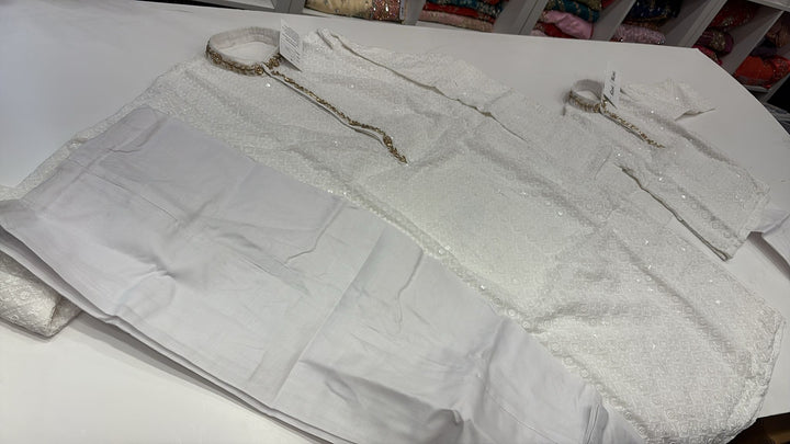 CK722 - White Chikankari Set for Boys and Men