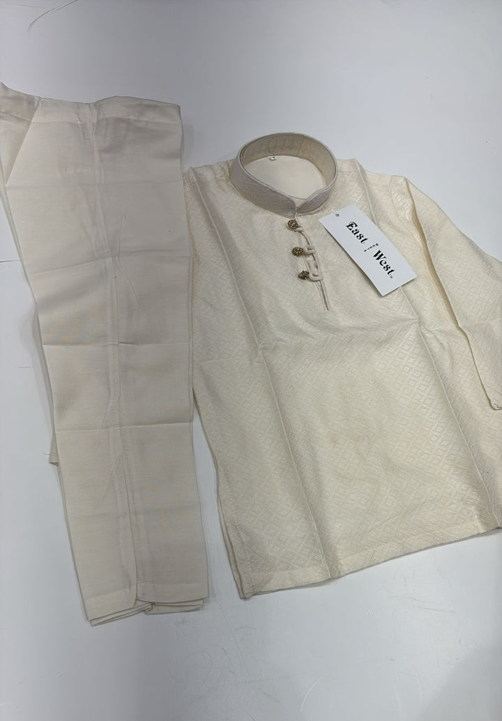 CK601b- Cream chikankari kameez set for Men and Boys