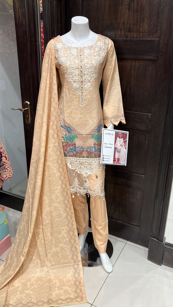 EMBROIDERED LINEN 3 PIECE SUIT MH03