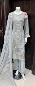 EMBROIDERED CHIFFON 3 PIECE SUIT 478G