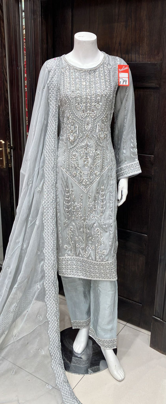 EMBROIDERED CHIFFON 3 PIECE SUIT 478G