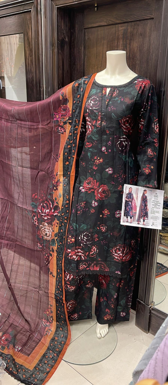 LINEN PRINT 3 PIECE SUIT BR09