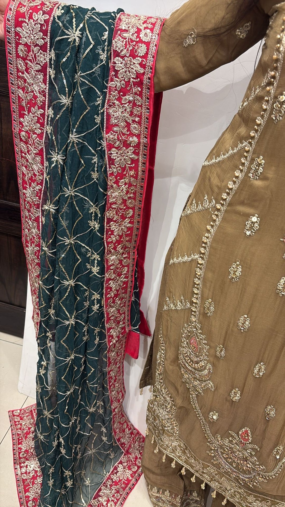 329B- Embroidered Chiffon 3 Piece Suit