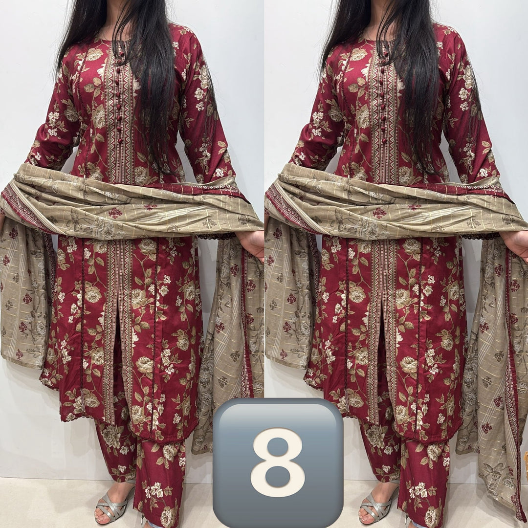 NBS08- Bin Saeed Lawn Print 3 Piece Suit