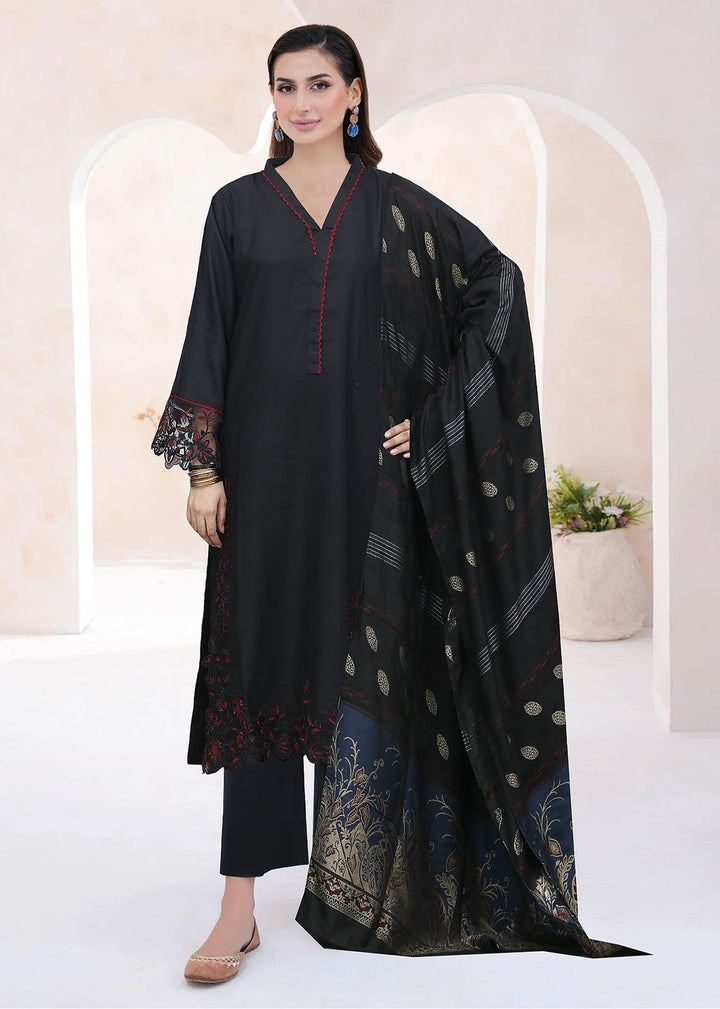 DL03- BLACK DHANAK LINEN EMBROIDERED SUIT