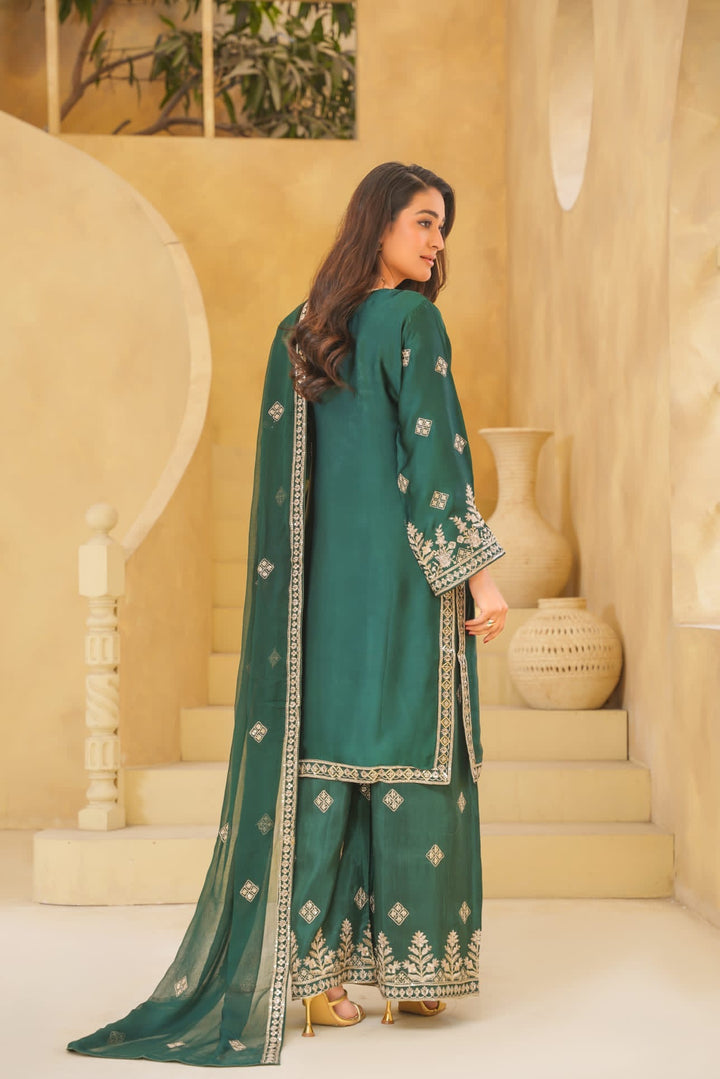 AG20d - AGHA NOOR EMBROIDERED SILK 3 PIECE SUIT