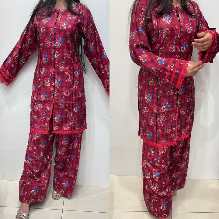 FTO1 - COTTON PRINT FARSHI SHALWAR 2 PIECE SUIT