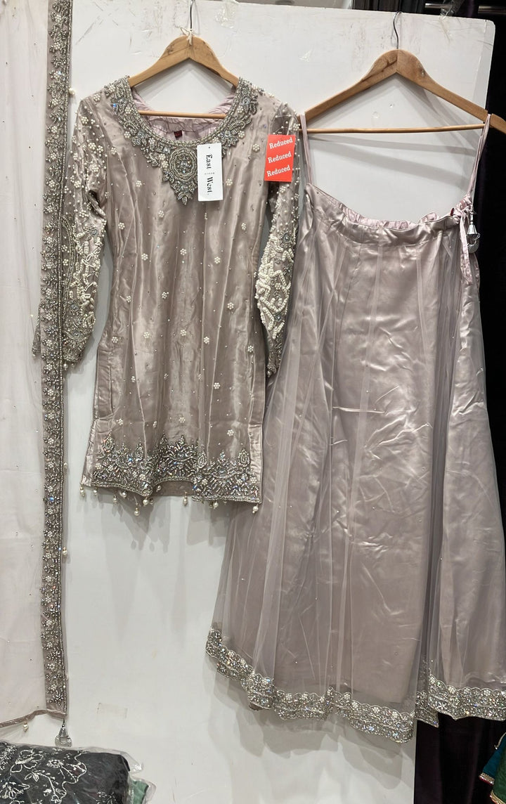 248D - ROSE GOLD EMBROIDERED LENGHA DRESS
