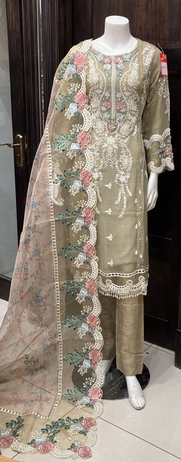 ORGANZA EMBROIDERED 3 PIECE SUIT 228B