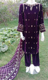 NV45- Embroidered Velvet 3 Piece Suit with Chiffon Dupatta