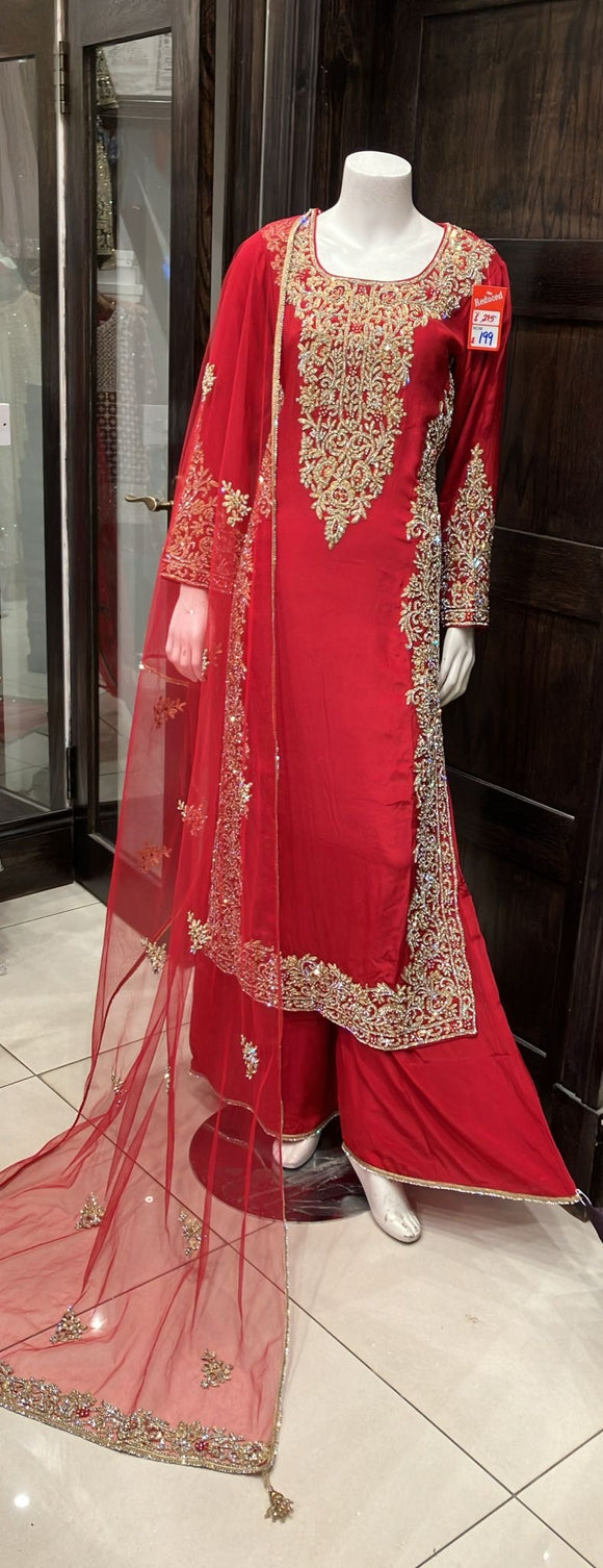 HEAVY EMBROIDERED SILK 3 PIECE SUIT 0191D