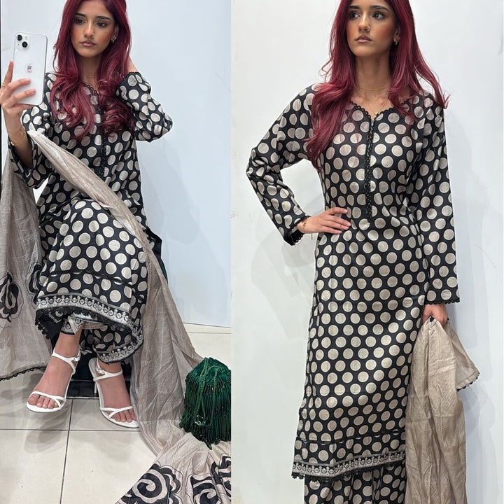 BR43 - Baroque Inspired Lawn Print 3 Piece Suit