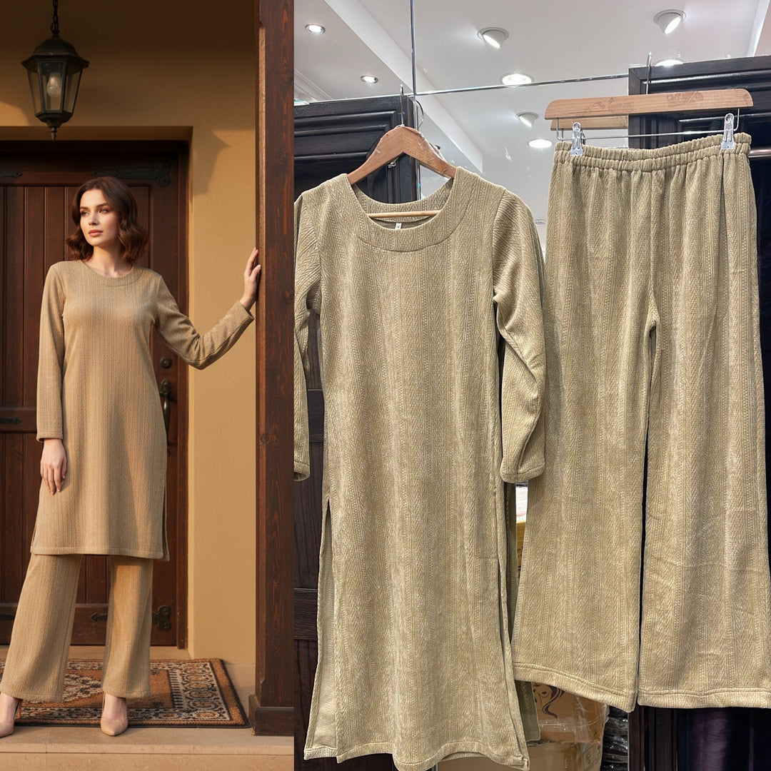 LIGHT GREEN WINTER STRETCH JERSEY CO-ORD SETS JV05G