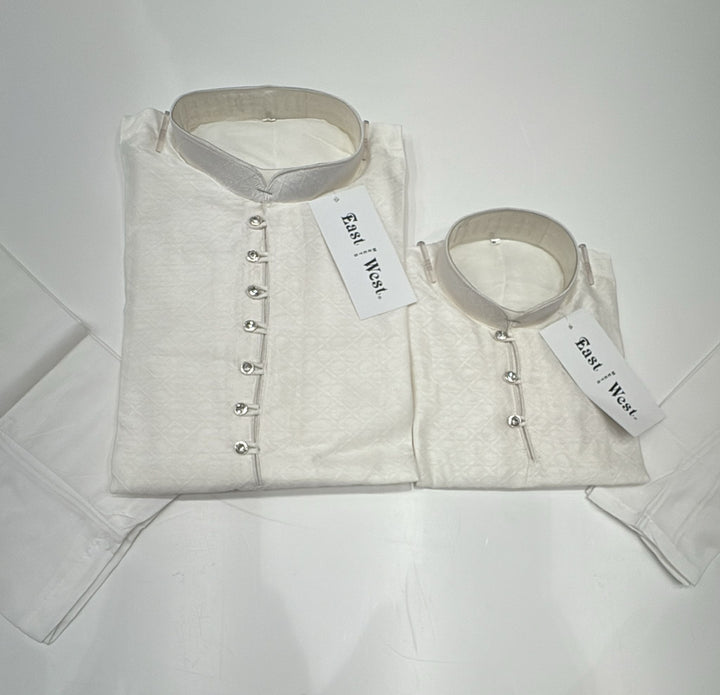 CK601a- White chikankari kameez set for Men and Boys