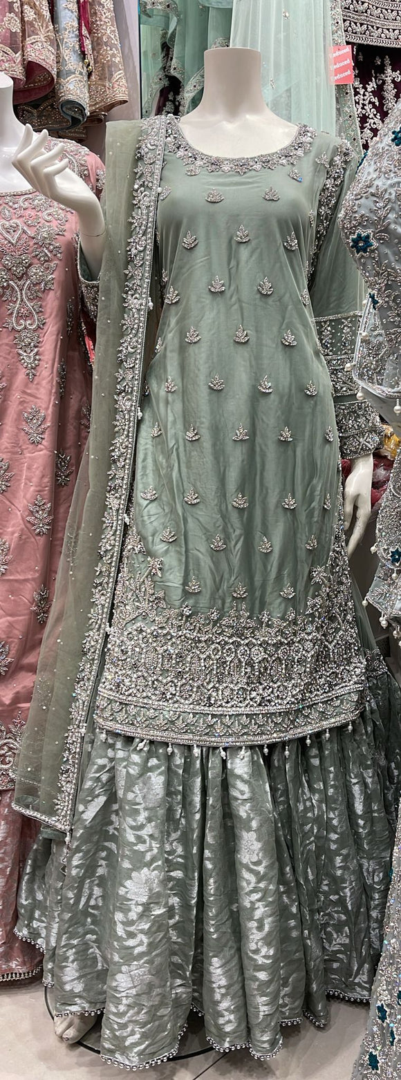 HEAVY EMBROIDERED GHARARA SUIT 0187A