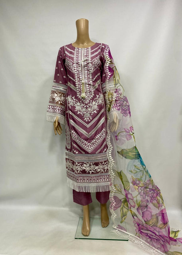 EMBROIDERED LAWN 3 PIECE SUIT 68D