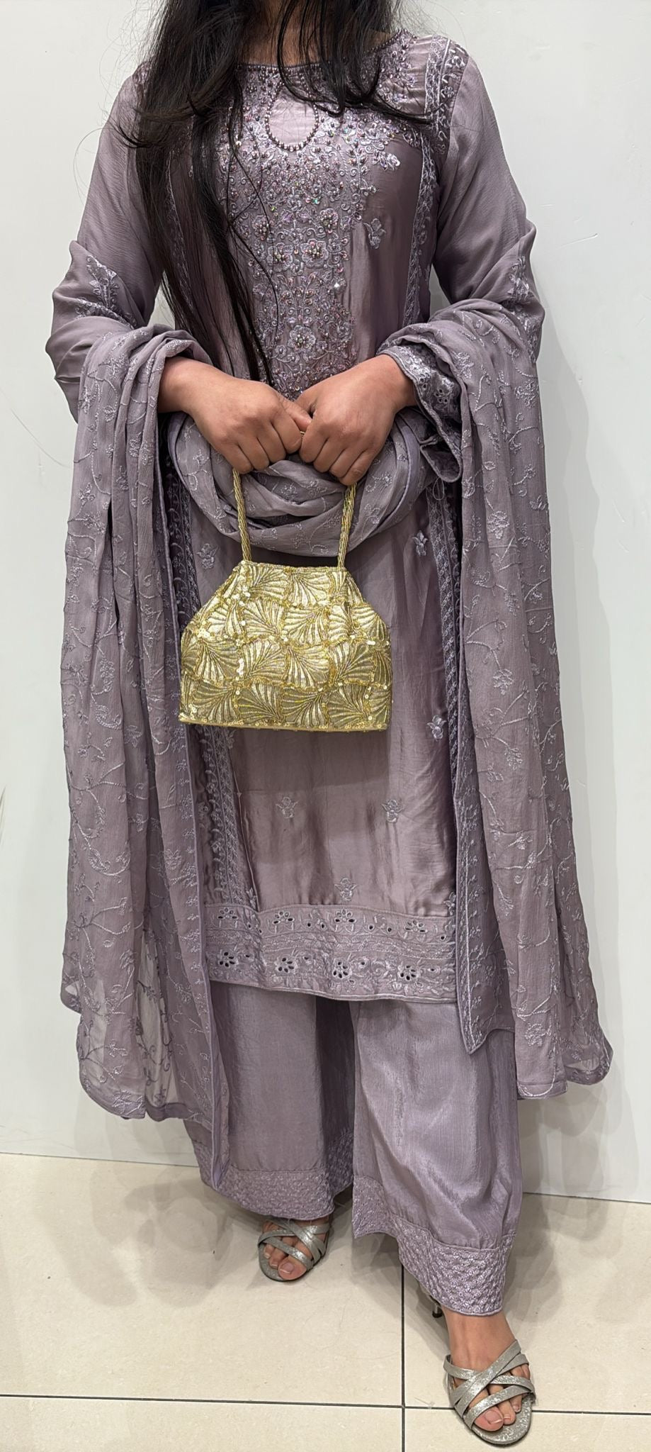 AG22a- EMBROIDERED SILK 3 PIECE SUIT