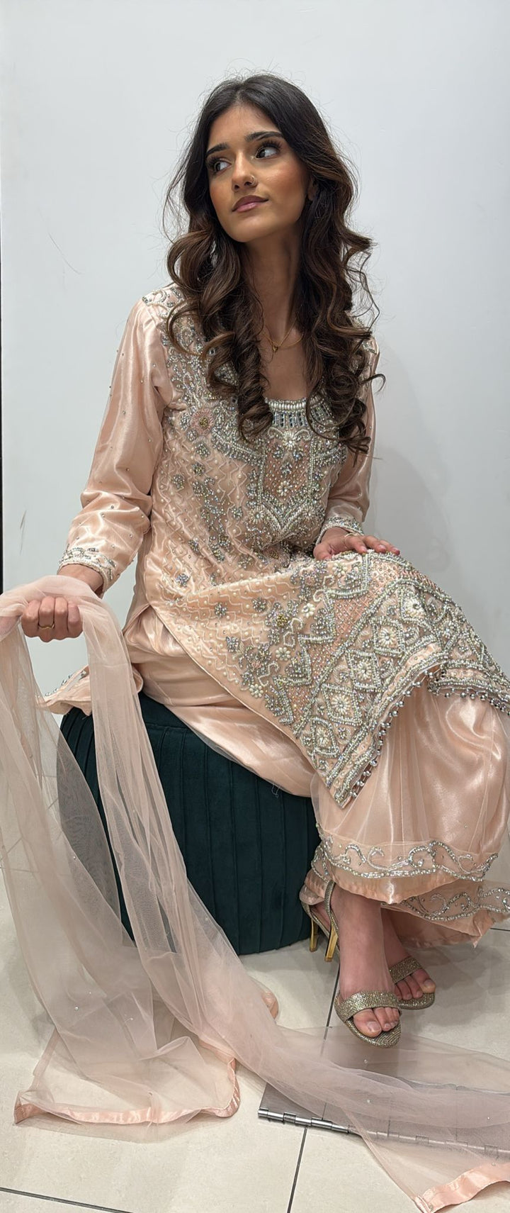 EMBROIDERED NET SHARARA SUIT 0192B