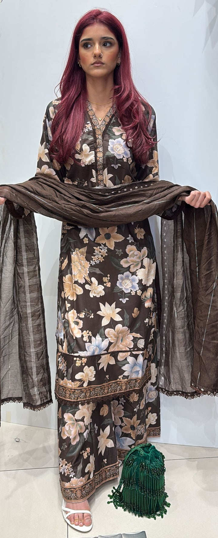 BR45 - Baroque Inspired Lawn Print 3 Piece Suit