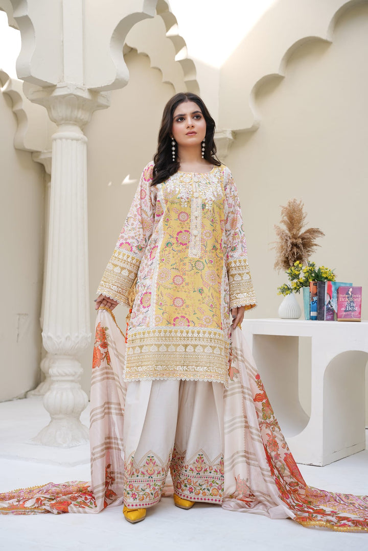 1161A - Embroidered Linen 3 Piece suit