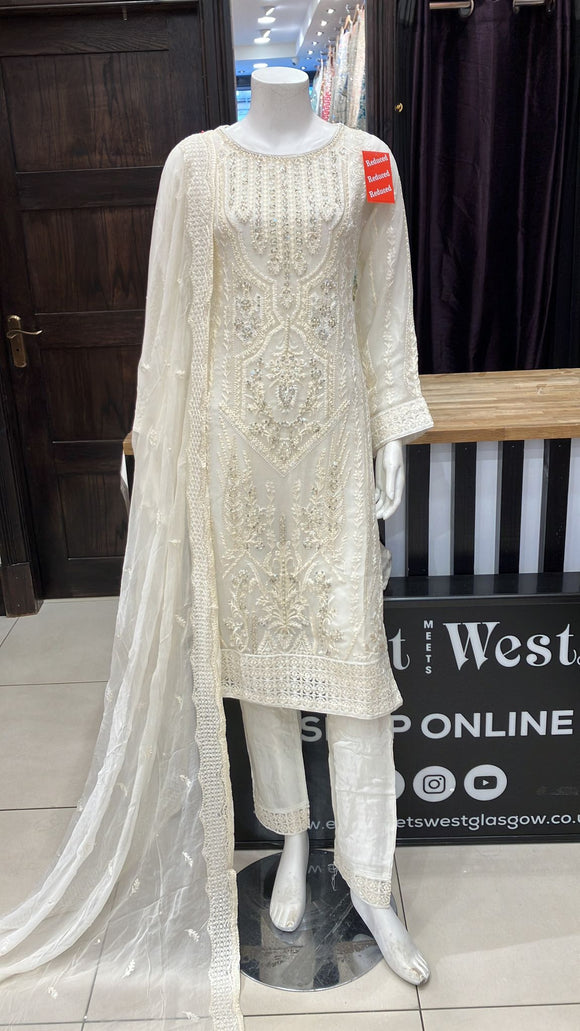 EMBROIDERED CHIFFON 3 PIECE SUIT 478B