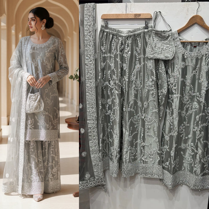 0171C- EMBROIDERED & EMBELLISHED NET SUIT