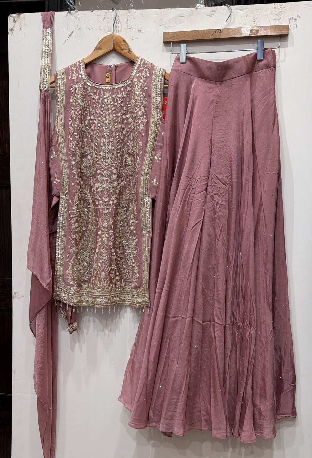 3113B - Girls’ Pink Embroidered Sharara Set with Dupatta - East meets west clothing 