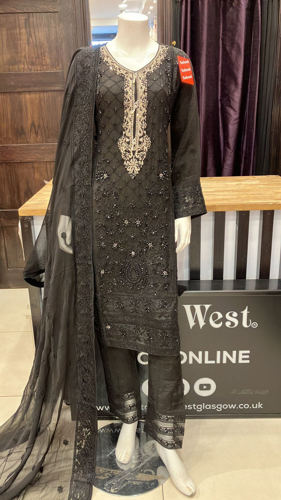 EMBROIDERED CHIFFON 3 PIECE SUIT 477C