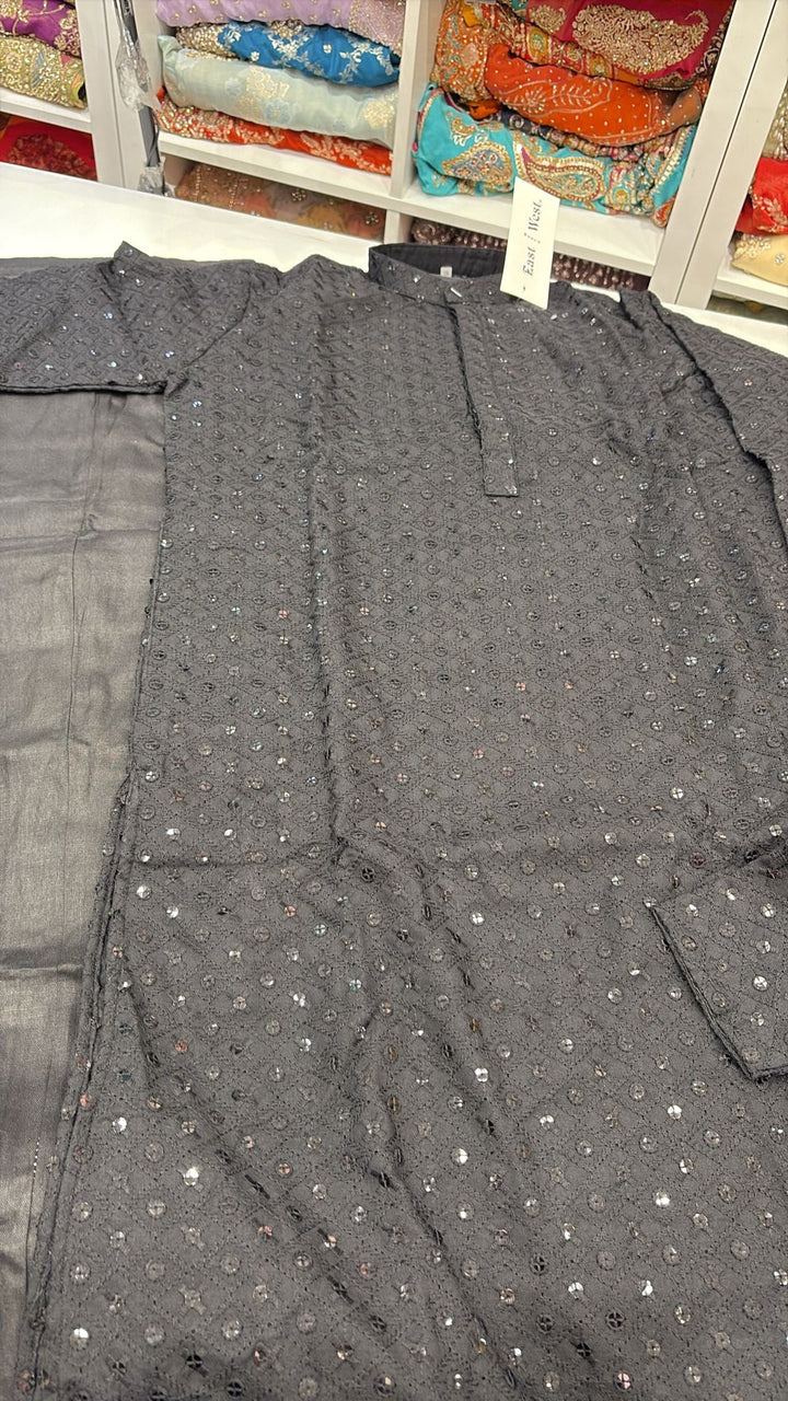 CK730 - Black Chikankari Set for Boys and Men