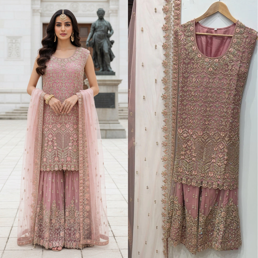 7006B- EMBROIDERED & EMBELLISHED SHARARA SUIT