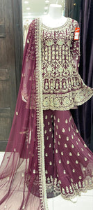 EMBROIDERED & EMBELLISHED NET SHARARA SUIT 173B