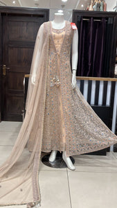 HEAVY EMBROIDERED NET LONG DRESS JACKET STYLE 3078C