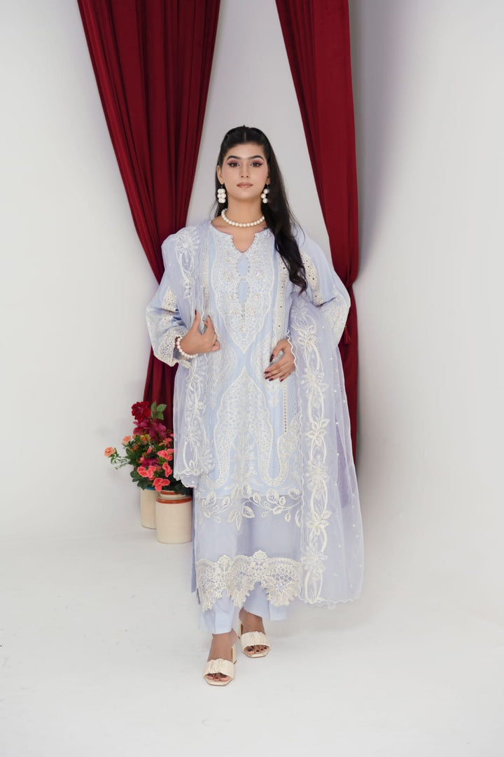 1147A - Embroidered Linen 3 Piece suit