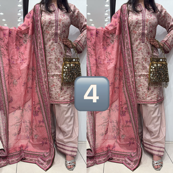 FKS04 - Bin Saeed Farshi Shalwar Lawn Print 3 Piece Suit
