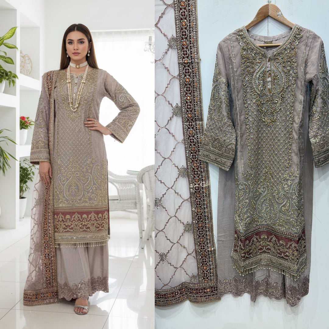 330A - LIGHT PINK NET EMBROIDERED SUIT