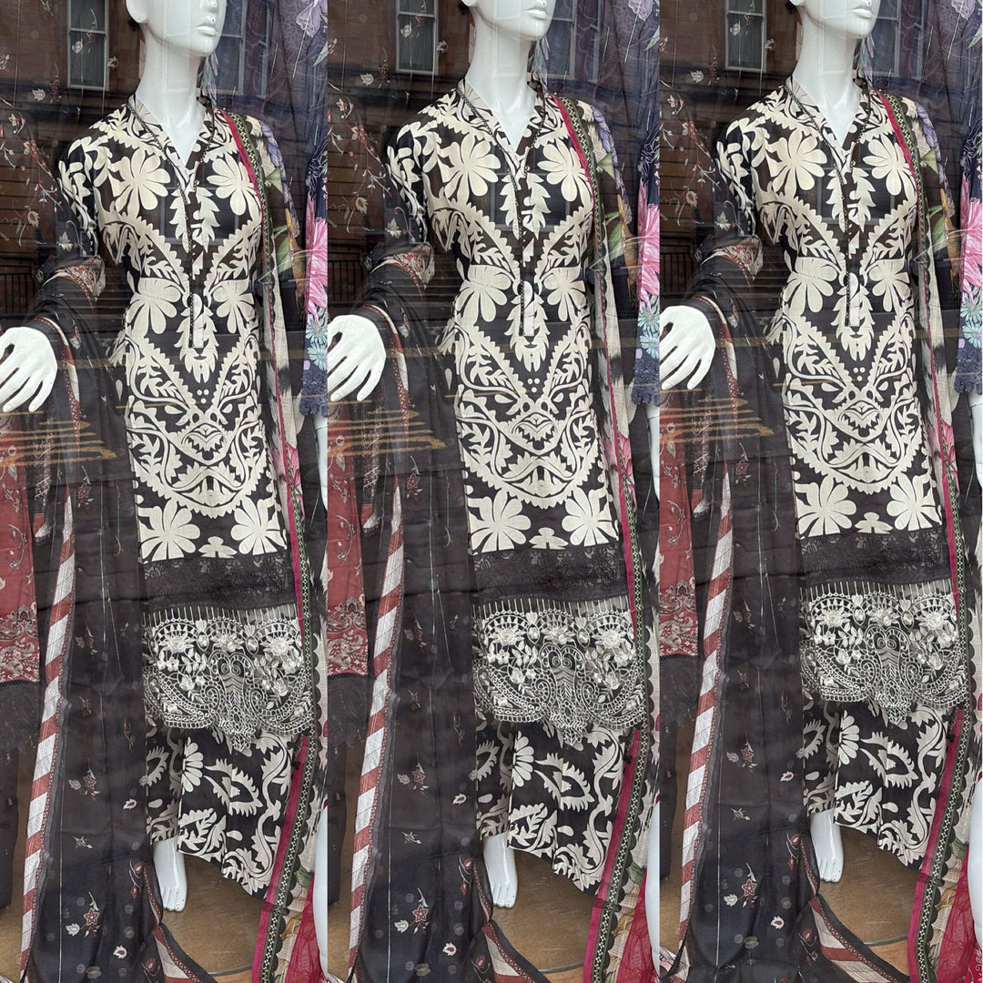 MP04 - Maria B inspired Embroidered Cotton 3pc suit