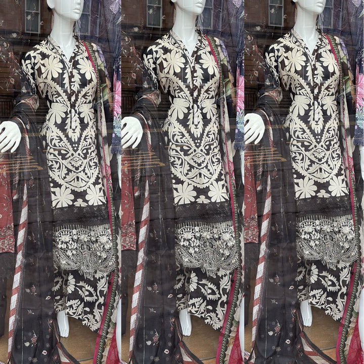 MP04 - Maria B inspired Embroidered Cotton 3pc suit