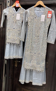 GIRLS EMBROIDERED SHARARA DRESS K647A