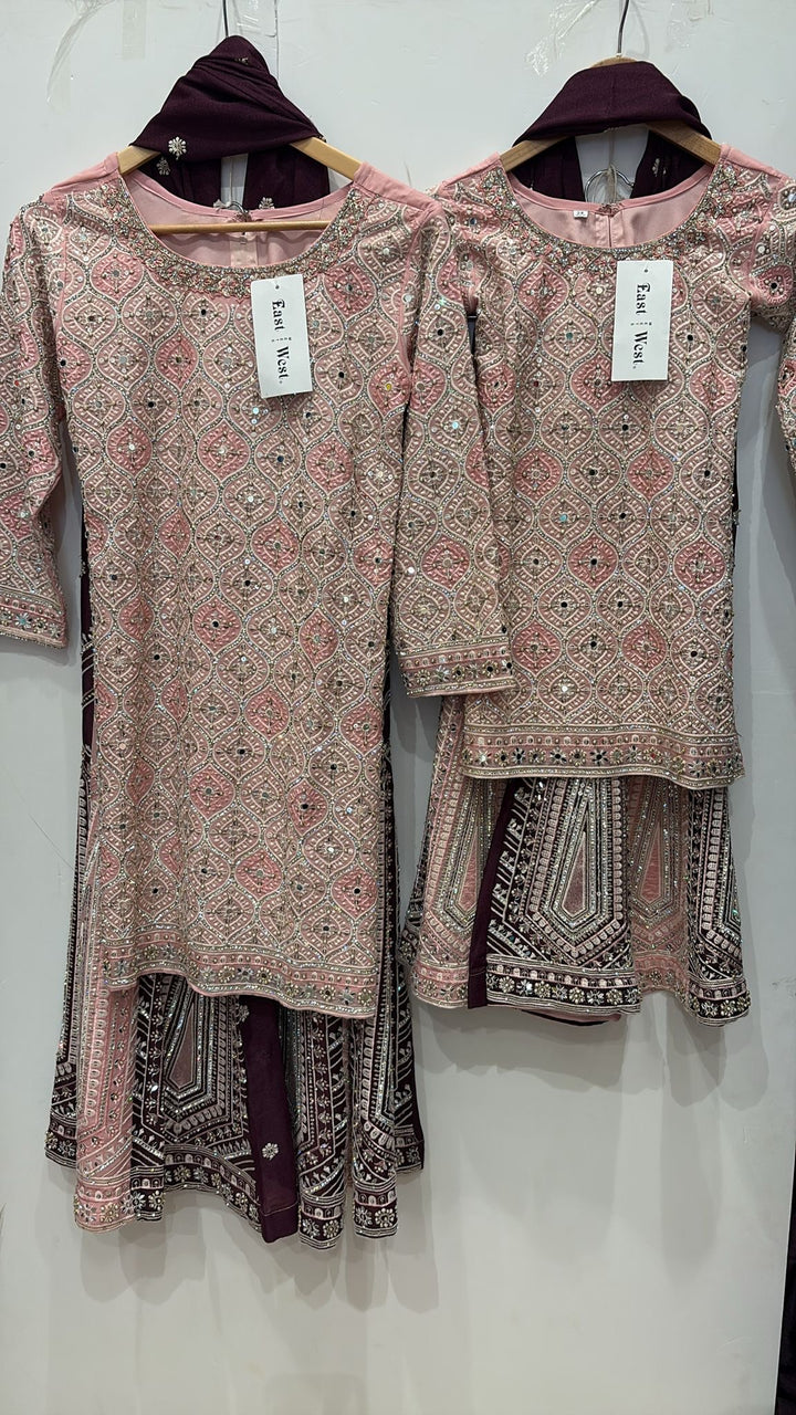 K683B- GIRLS EMBROIDERED SHARARA DRESS