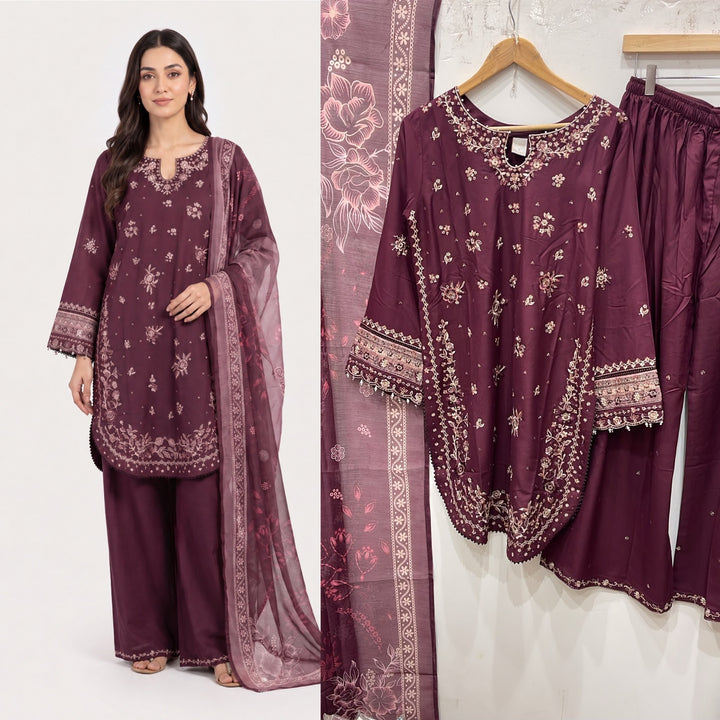 1135B Plum Embroidered Marina Suit
