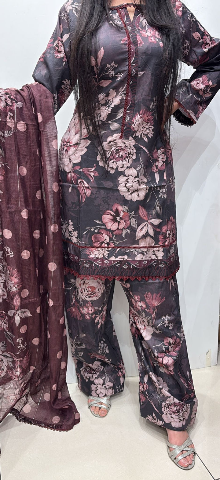 FBR48 - Baroque Inspired Farshi Shalwar Lawn Print 3 Piece Suit