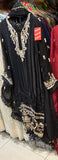 BLACK EMBROIDERED SILK 3 PIECE SUIT AG32