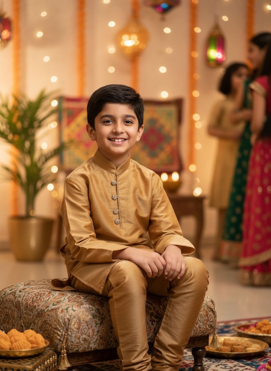 CK603D- Bronze cotton satin kameez set for Men & Boy