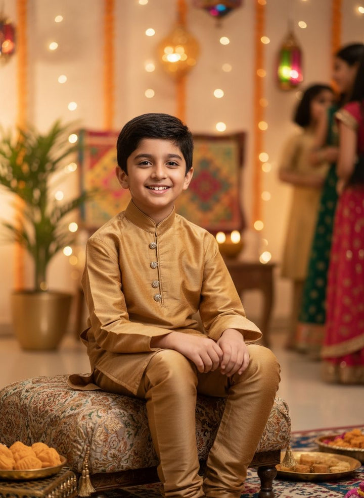 CK603D- Bronze cotton satin kameez set for Men & Boy