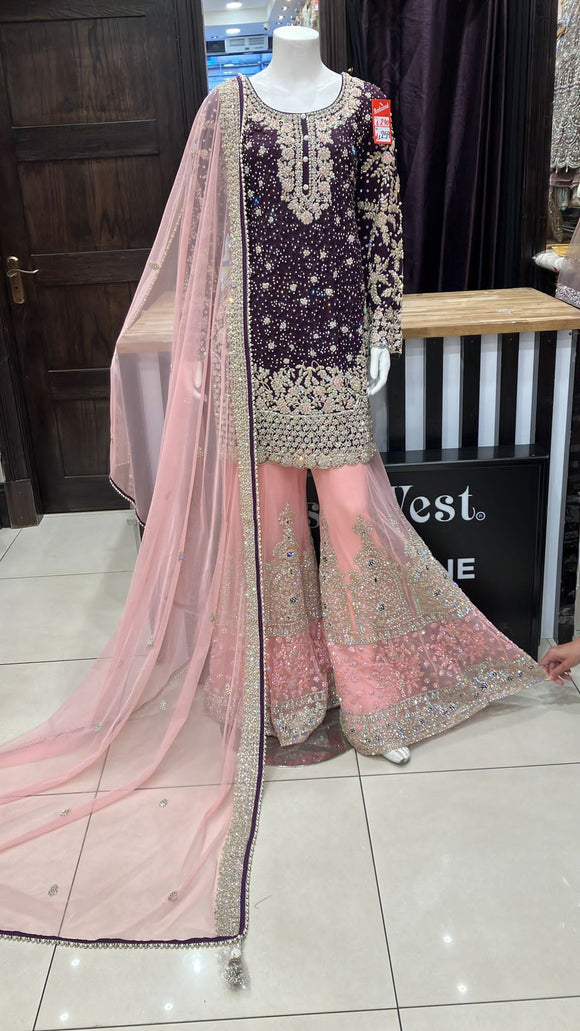 HEAVY EMBROIDERED NET 3 PIECE SUIT 162H